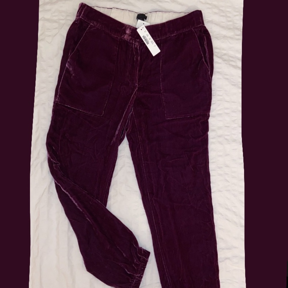 Burgundy velvet joggers